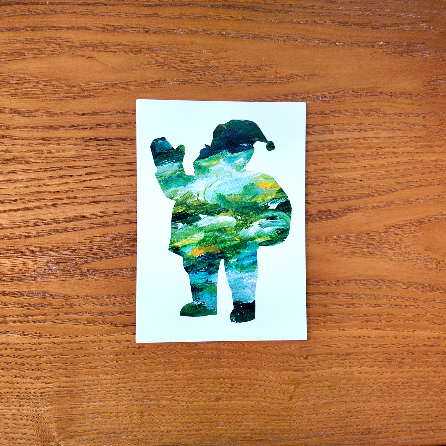Christmas Card - Santa Claus (green) - Joulukortti