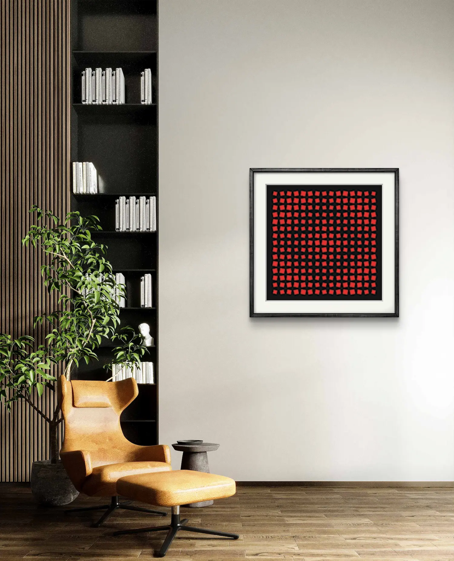 CUADRADOS OPTICOS ROJOS SOBRE OSCURO