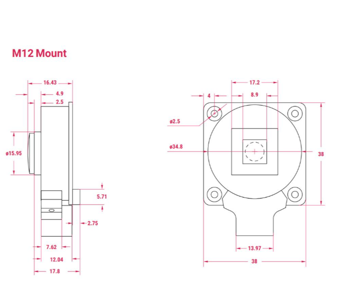 Raspberry Pi High Quality Camera M12 Mount - 12.3 megapixels