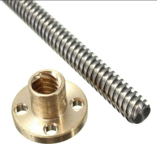300mm Trapezoidal 4 Start Lead Screw 8mm Thread 2mm Pitch Lead Screw with Copper Nut