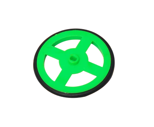 60mm x 6mm Hard plastic build rubber cover green color BO motor compatible toy wheels