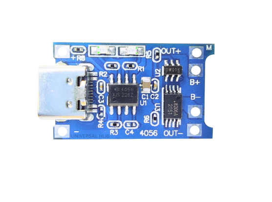 TP4056 Adjustable 1A Li-ion lithium Battery Charging Module with Overcurrent Protection – Type C Port