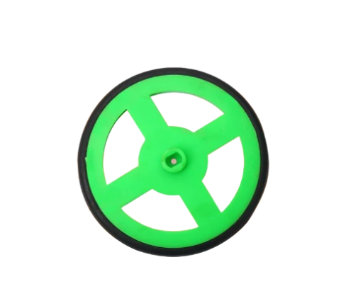 60mm x 6mm Hard plastic build rubber cover green color BO motor compatible toy wheels