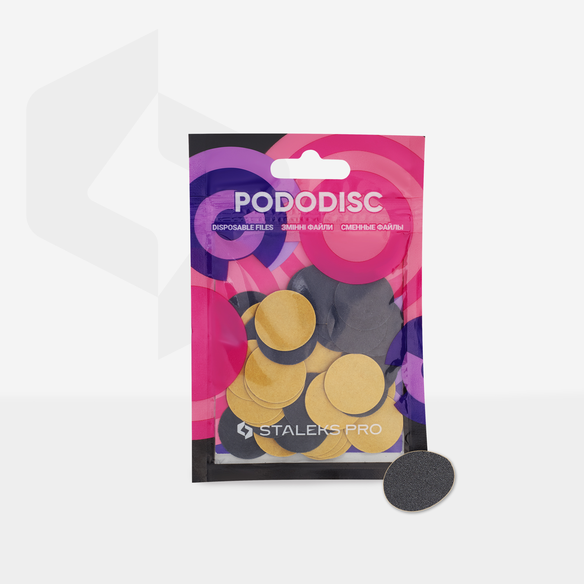 Staleks pro engangs fille til podo disk, . Str S. 100 grit. Pakke inneholder 50 stk.