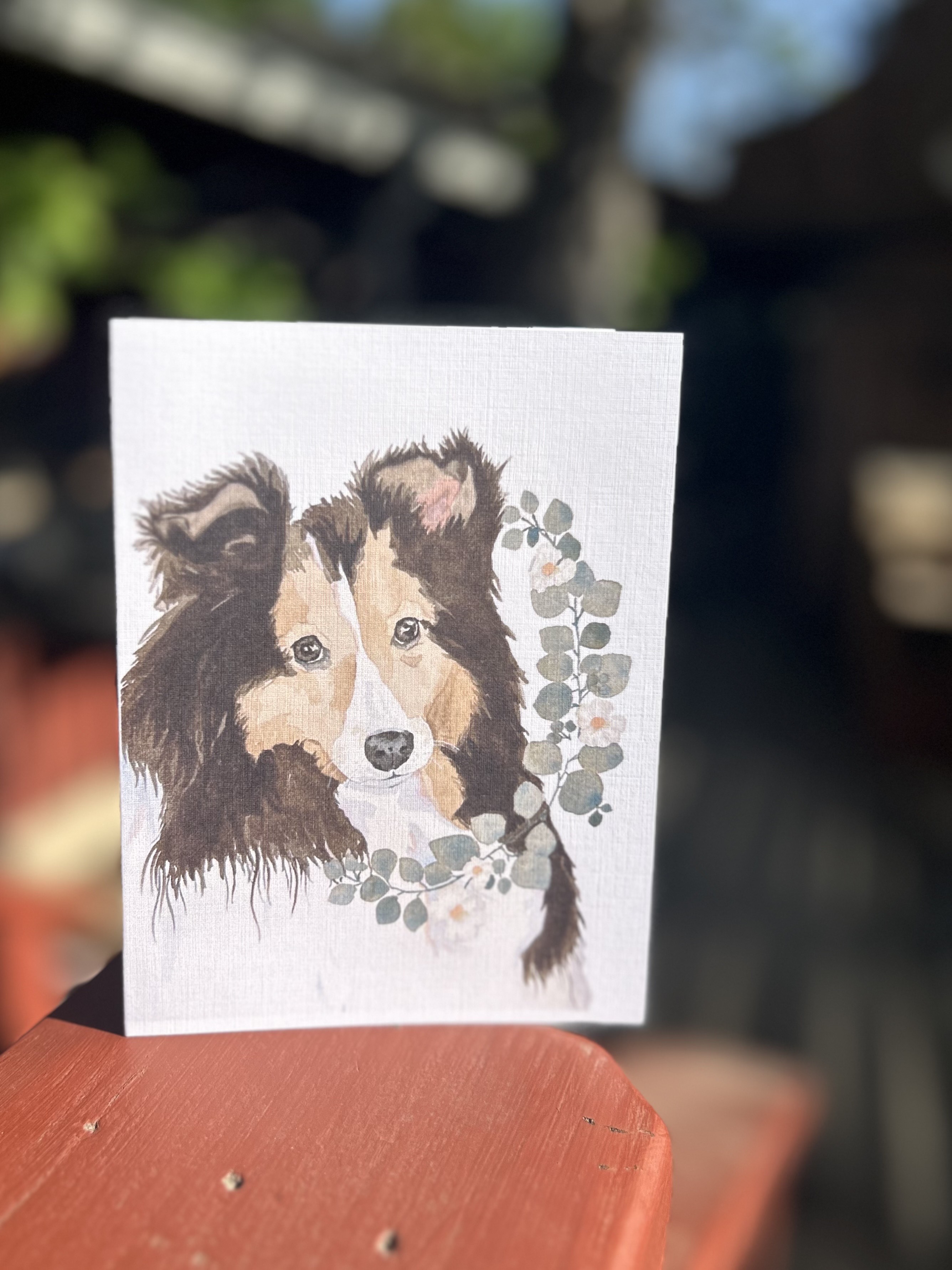 Border collie greeting card