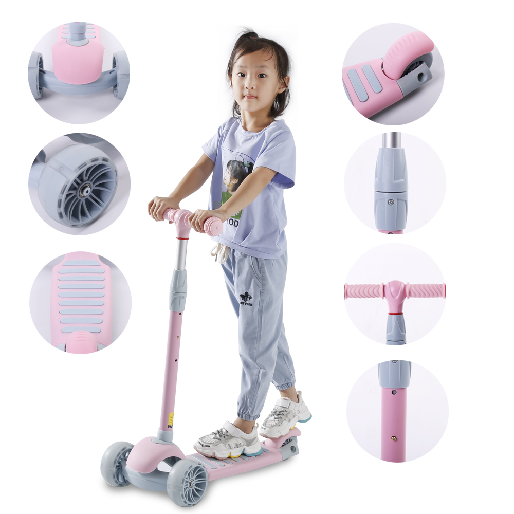 iNFANCiA FELiZ Scooter F, Juguete para niños y niñas de 2 a 8 años con manubrio Ajustable y Ruedas Delanteras con Luces LED. 