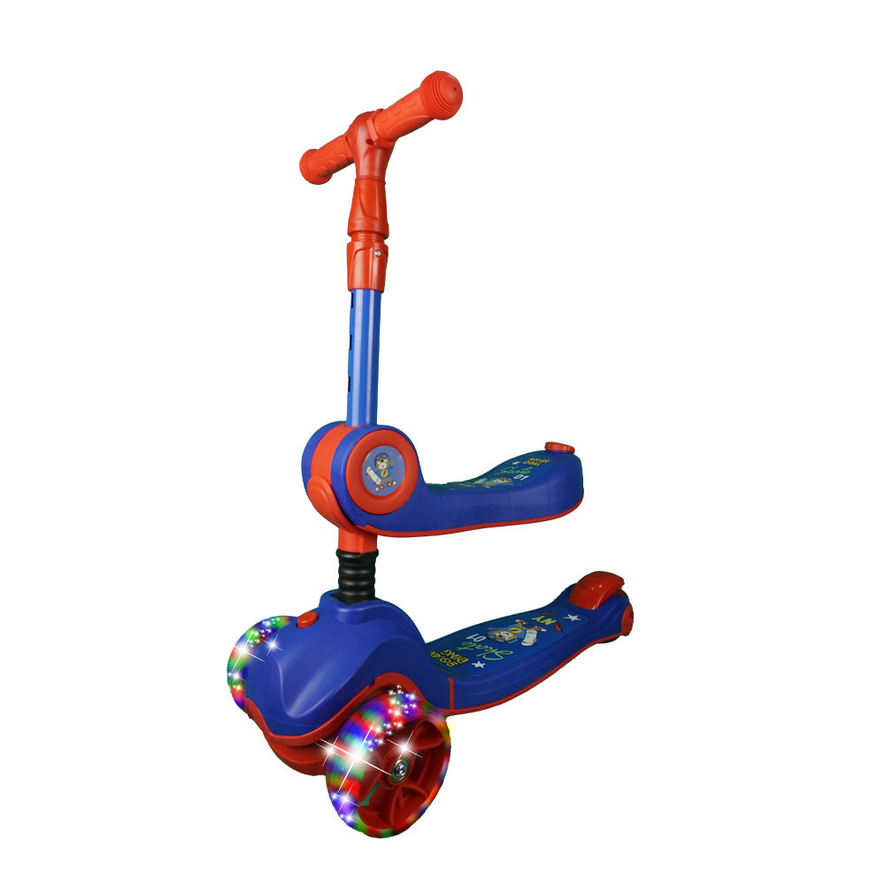iNFANCiA FELiZ Scooter Oso Musical patín del Diablo, Juguete para niños 2 a 7 años con manubrio Ajustable y Ruedas Delanteras con Luces LED y Sonidos Musicales, Cuenta con un Asiento Flexible.