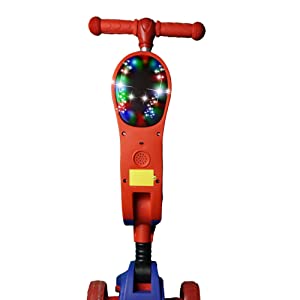 iNFANCiA FELiZ Scooter Oso Musical patín del Diablo, Juguete para niños 2 a 7 años con manubrio Ajustable y Ruedas Delanteras con Luces LED y Sonidos Musicales, Cuenta con un Asiento Flexible.