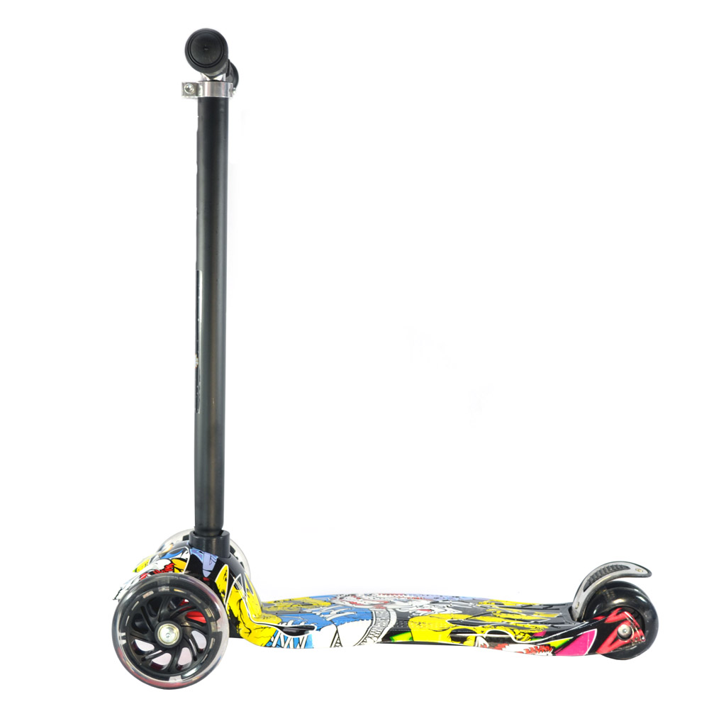 iNFANCiA FELiZ Scooter E, monopatín, patín del Diablo, Patinete con 4 Ruedas Luz Led para Niños de 3 a 12 años, diseño graffit, Ligero y fácil de almacenar