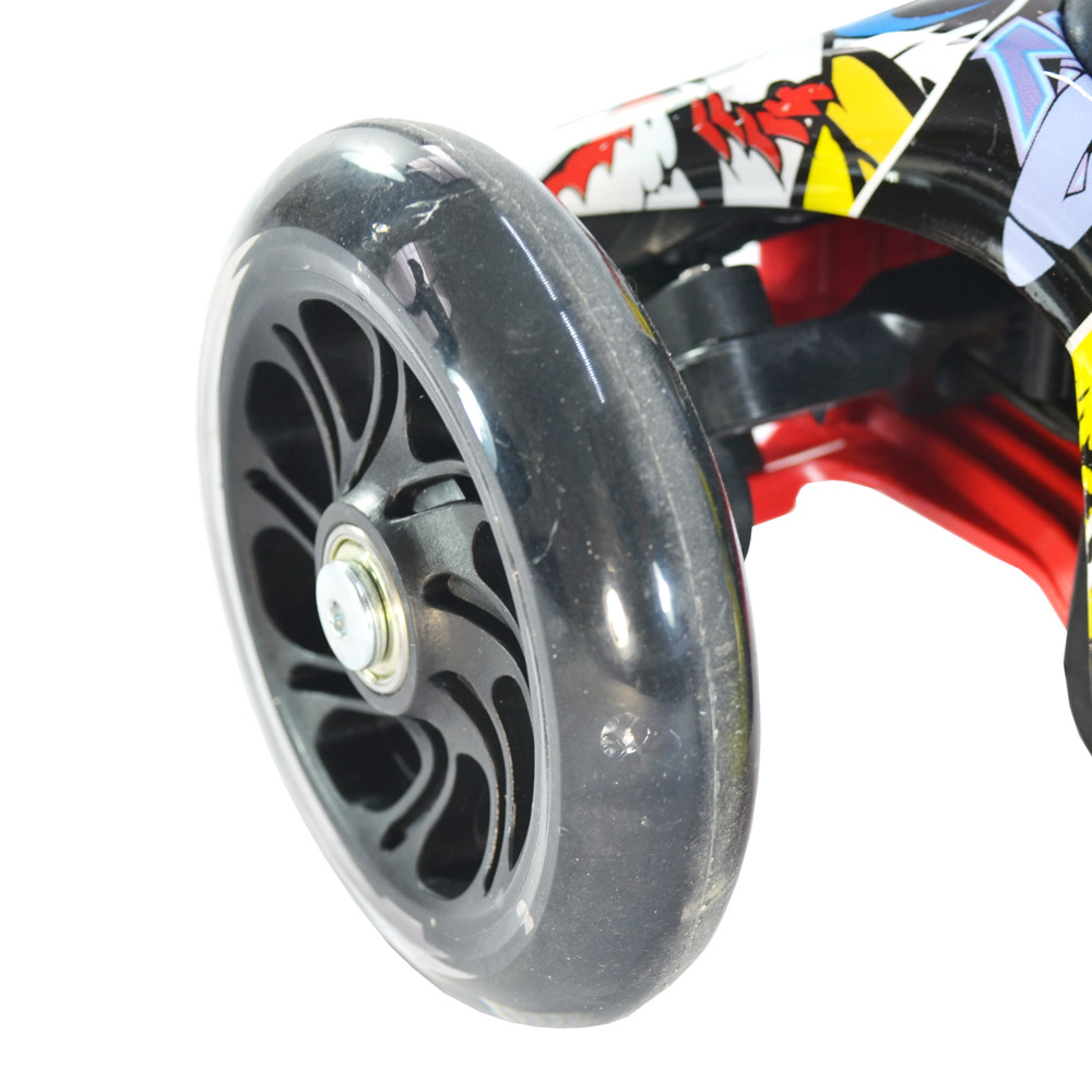 iNFANCiA FELiZ Scooter E, monopatín, patín del Diablo, Patinete con 4 Ruedas Luz Led para Niños de 3 a 12 años, diseño graffit, Ligero y fácil de almacenar