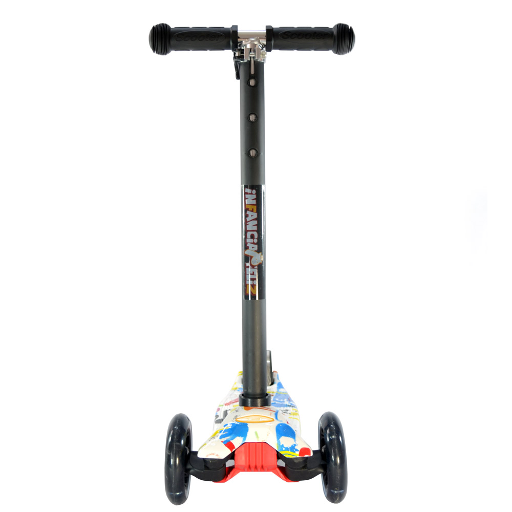 iNFANCiA FELiZ Scooter E, monopatín, patín del Diablo, Patinete con 4 Ruedas Luz Led para Niños de 3 a 12 años, diseño graffit, Ligero y fácil de almacenar