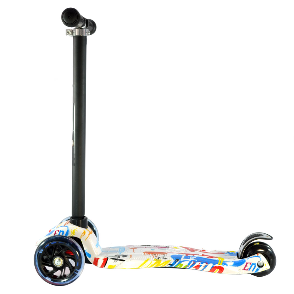 iNFANCiA FELiZ Scooter E, monopatín, patín del Diablo, Patinete con 4 Ruedas Luz Led para Niños de 3 a 12 años, diseño graffit, Ligero y fácil de almacenar