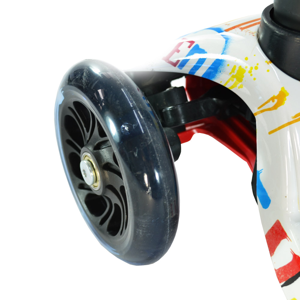 iNFANCiA FELiZ Scooter E, monopatín, patín del Diablo, Patinete con 4 Ruedas Luz Led para Niños de 3 a 12 años, diseño graffit, Ligero y fácil de almacenar