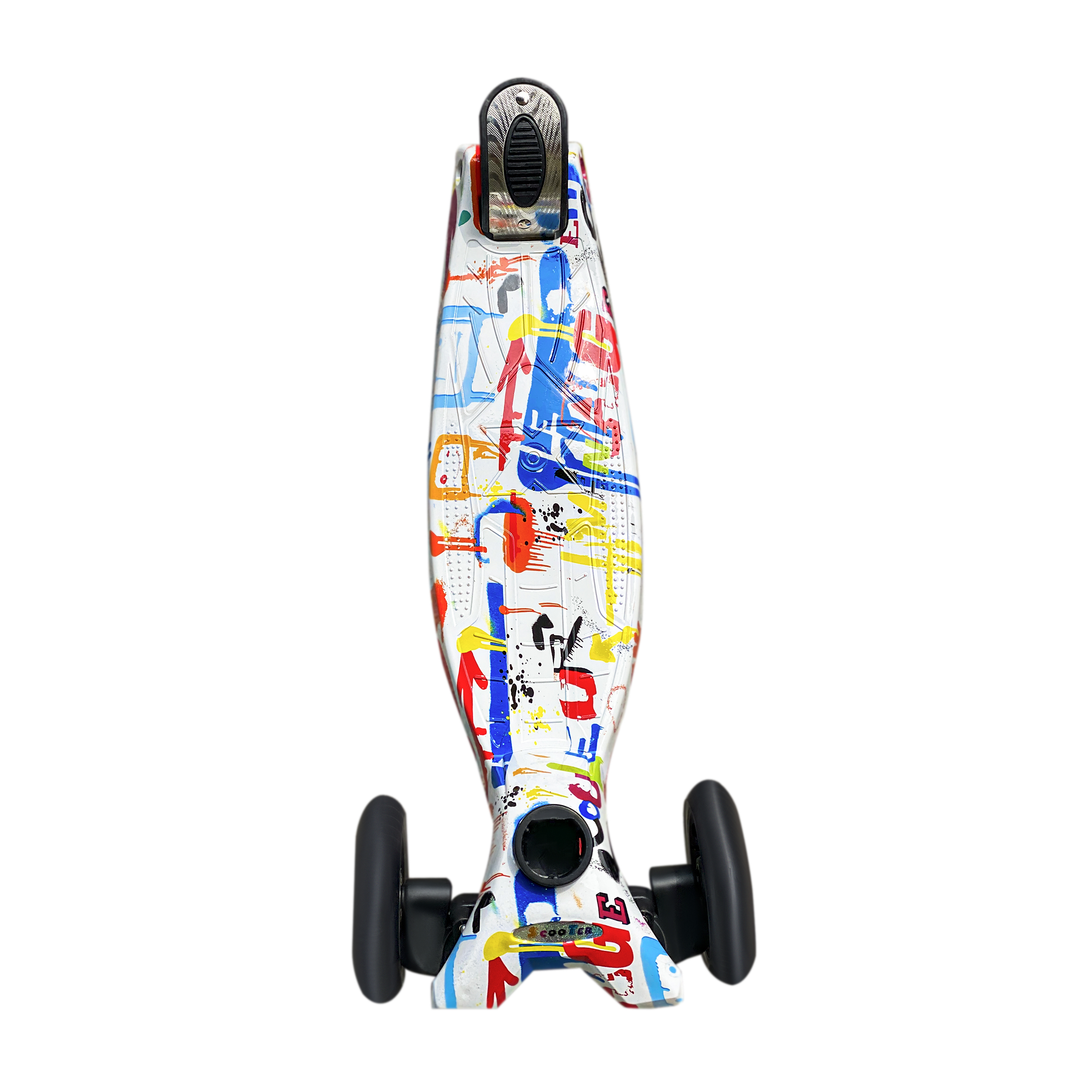 iNFANCiA FELiZ Scooter E, monopatín, patín del Diablo, Patinete con 4 Ruedas Luz Led para Niños de 3 a 12 años, diseño graffit, Ligero y fácil de almacenar