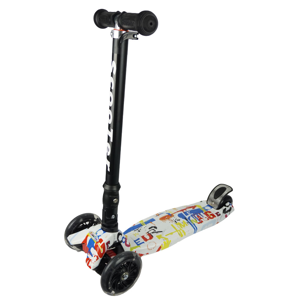 iNFANCiA FELiZ :) EX Scooter con manubrio reclinable, patín del Diablo, patineta, monopatin Ajustable con Luces LED en Las Ruedas, Regalo Ideal para jóvenes y niños de 5 a 13 años.