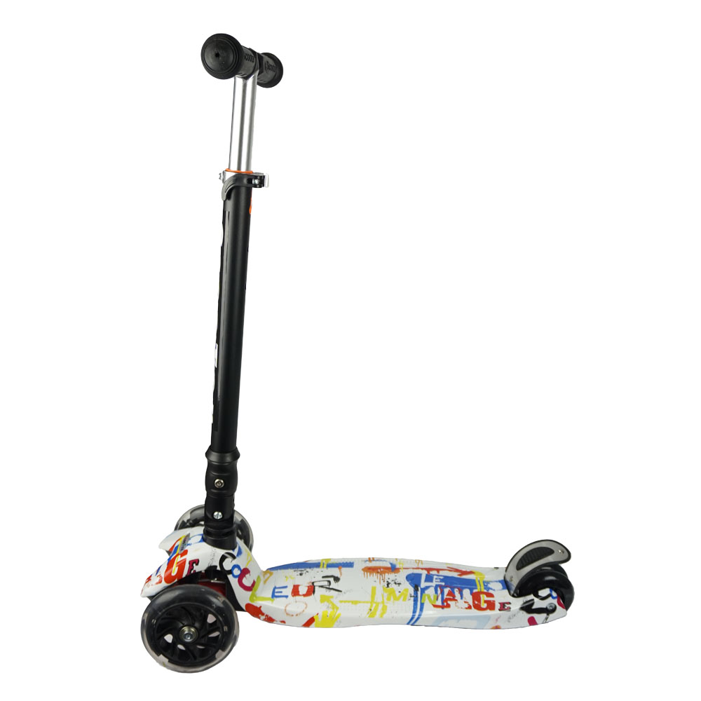 iNFANCiA FELiZ :) EX Scooter con manubrio reclinable, patín del Diablo, patineta, monopatin Ajustable con Luces LED en Las Ruedas, Regalo Ideal para jóvenes y niños de 5 a 13 años.