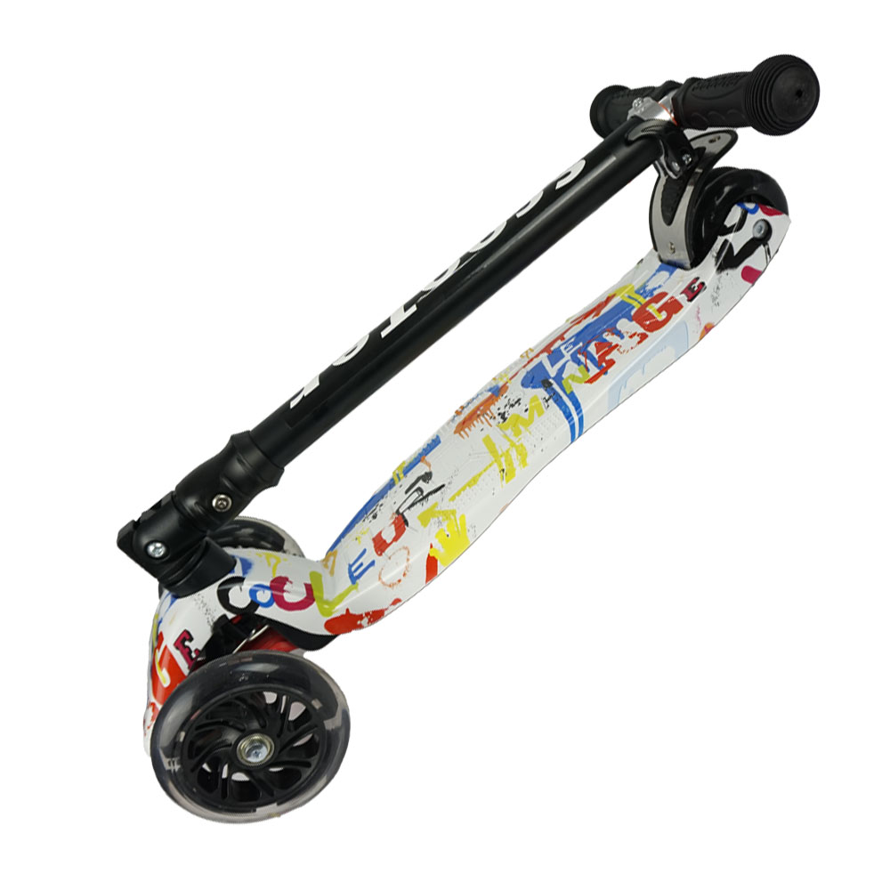 iNFANCiA FELiZ :) EX Scooter con manubrio reclinable, patín del Diablo, patineta, monopatin Ajustable con Luces LED en Las Ruedas, Regalo Ideal para jóvenes y niños de 5 a 13 años.