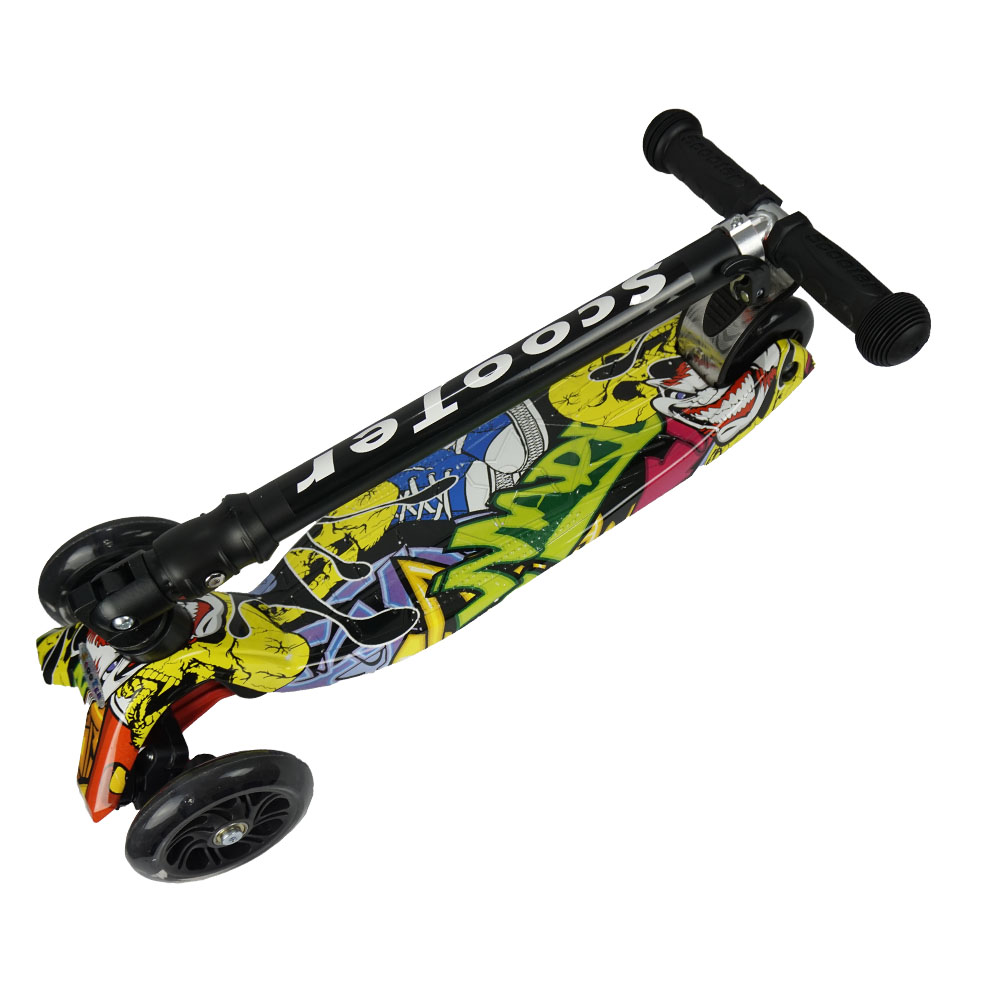 iNFANCiA FELiZ :) EX Scooter con manubrio reclinable, patín del Diablo, patineta, monopatin Ajustable con Luces LED en Las Ruedas, Regalo Ideal para jóvenes y niños de 5 a 13 años.