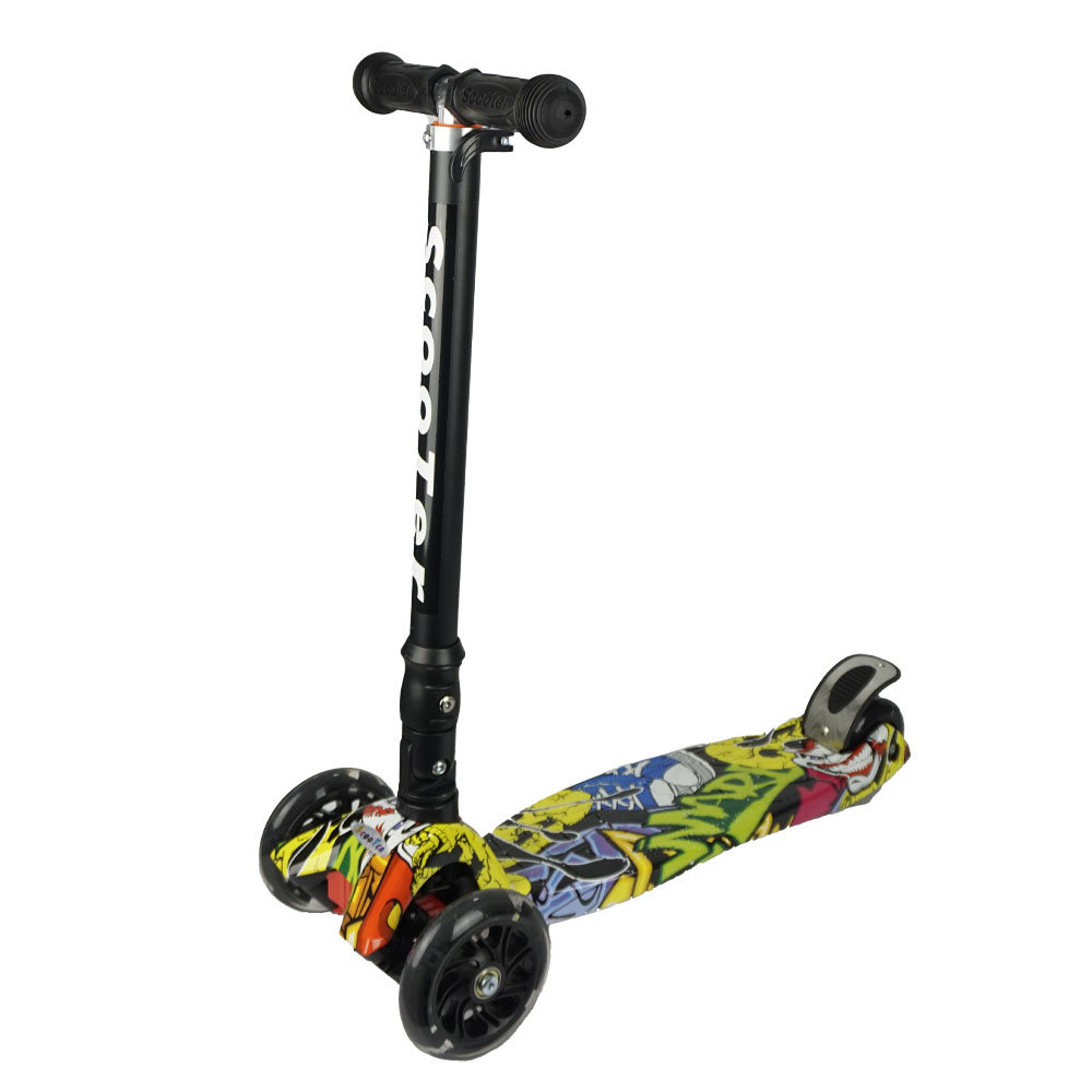 iNFANCiA FELiZ :) EX Scooter con manubrio reclinable, patín del Diablo, patineta, monopatin Ajustable con Luces LED en Las Ruedas, Regalo Ideal para jóvenes y niños de 5 a 13 años.