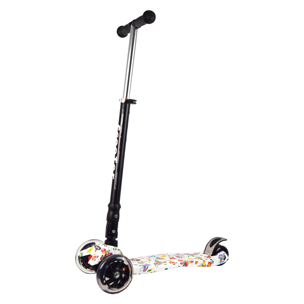 iNFANCiA FELiZ :) EX Scooter con manubrio reclinable, patín del Diablo, patineta, monopatin Ajustable con Luces LED en Las Ruedas, Regalo Ideal para jóvenes y niños de 5 a 13 años.