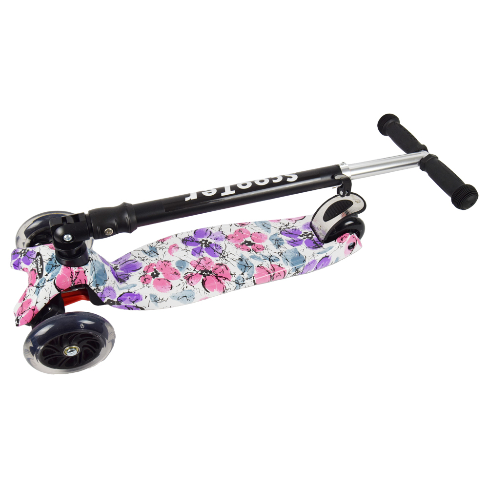 iNFANCiA FELiZ :) EX Scooter con manubrio reclinable, patín del Diablo, patineta, monopatin Ajustable con Luces LED en Las Ruedas, Regalo Ideal para jóvenes y niños de 5 a 13 años.