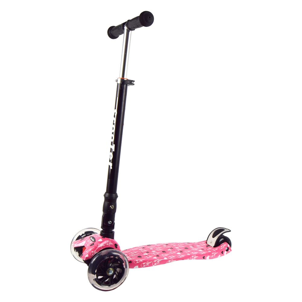 iNFANCiA FELiZ :) EX Scooter con manubrio reclinable, patín del Diablo, patineta, monopatin Ajustable con Luces LED en Las Ruedas, Regalo Ideal para jóvenes y niños de 5 a 13 años.