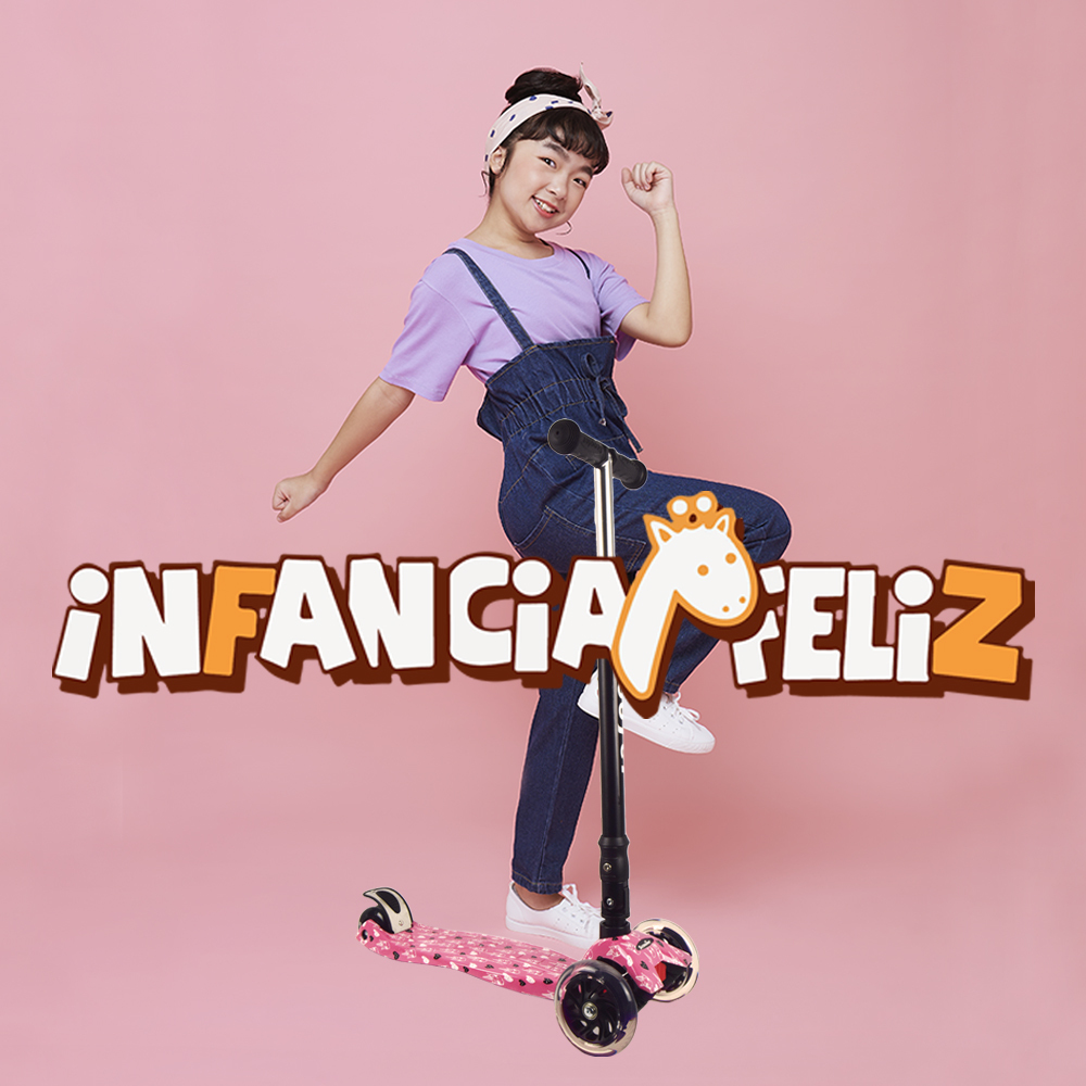 iNFANCiA FELiZ :) EX Scooter con manubrio reclinable, patín del Diablo, patineta, monopatin Ajustable con Luces LED en Las Ruedas, Regalo Ideal para jóvenes y niños de 5 a 13 años.