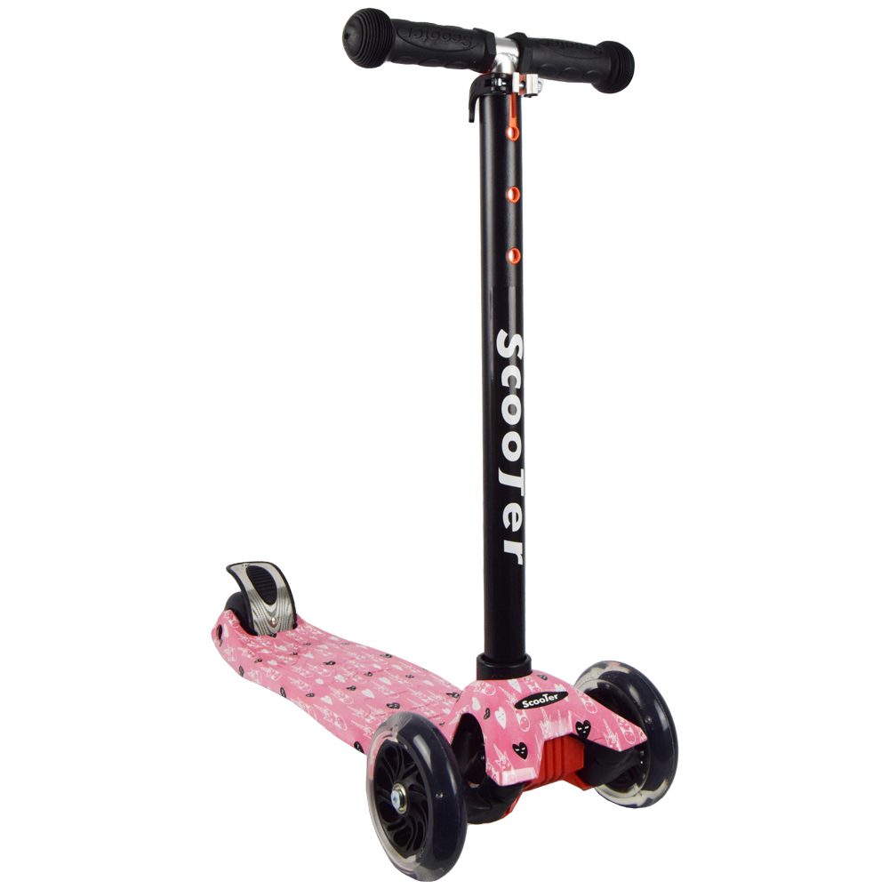 iNFANCiA FELiZ Scooter, monopatín, patín del Diablo, Patinete con 4 Ruedas Luz Led para Niños de 3 a 12 años, diseño Girly en sueños, Ligero y fácil de almacenar 