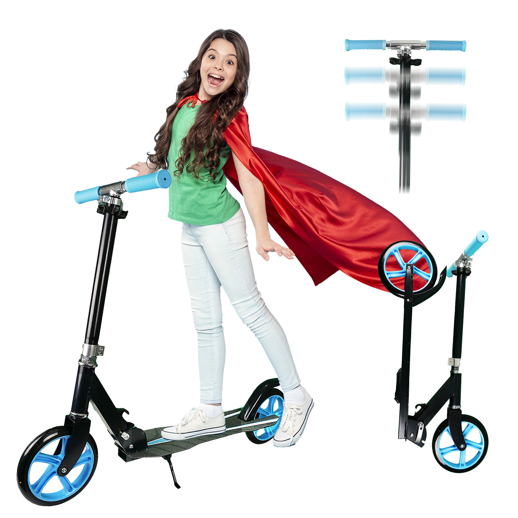 iNFANCiA FELiZ Scooter Patinete Plegable Ideal para Transportar en la Ciudad, monopatín, patín del Diablo, para Adolescentes y Adultos. soporta 100kg, Acero Reforzado