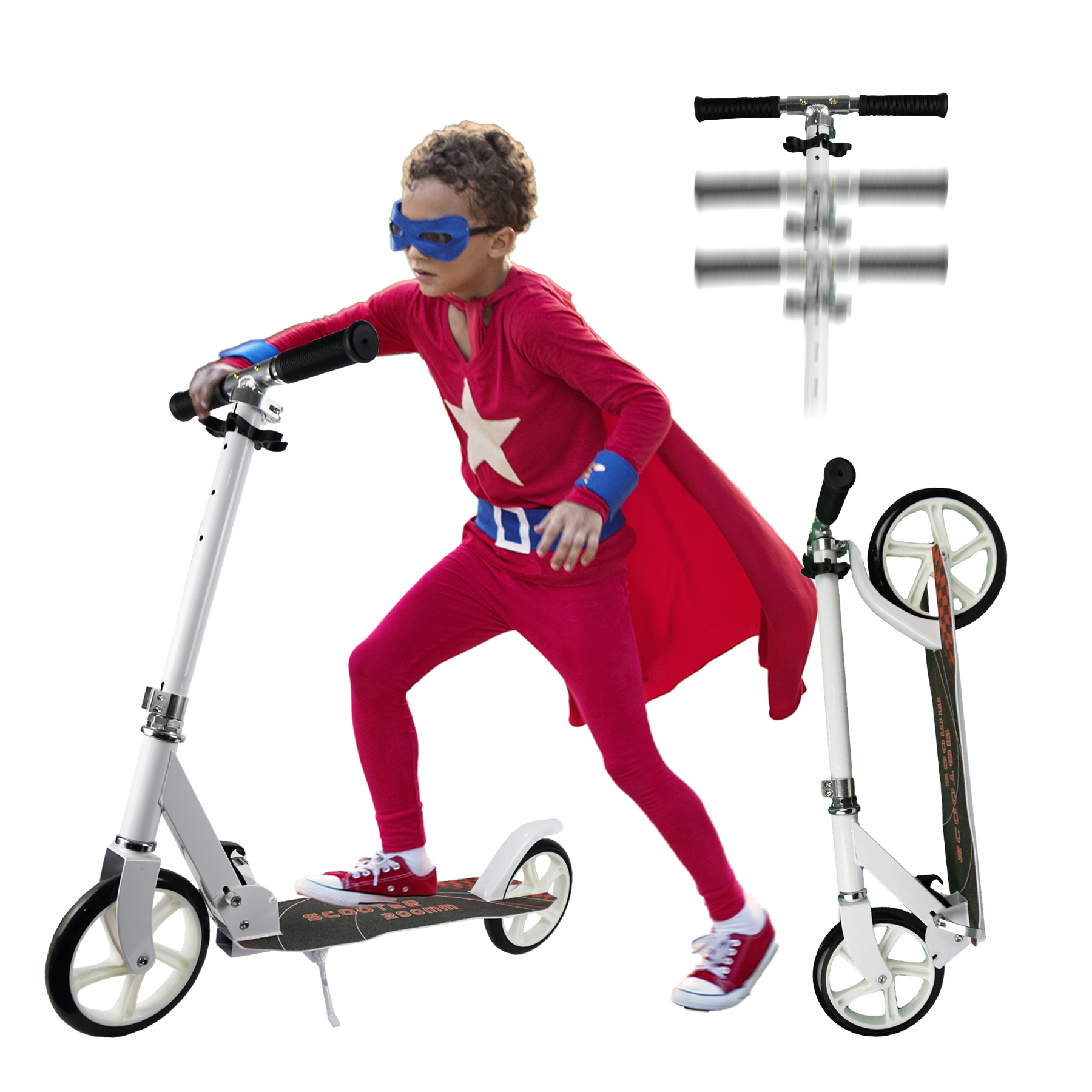 iNFANCiA FELiZ Scooter Patinete Plegable Ideal para Transportar en la Ciudad, monopatín, patín del Diablo, para Adolescentes y Adultos. soporta 100kg, Acero Reforzado