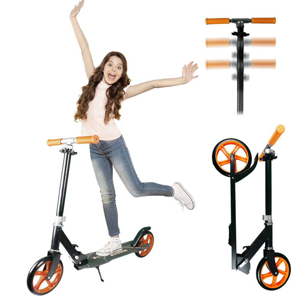 iNFANCiA FELiZ Scooter Patinete Plegable Ideal para Transportar en la Ciudad, monopatín, patín del Diablo, para Adolescentes y Adultos. soporta 100kg, Acero Reforzado