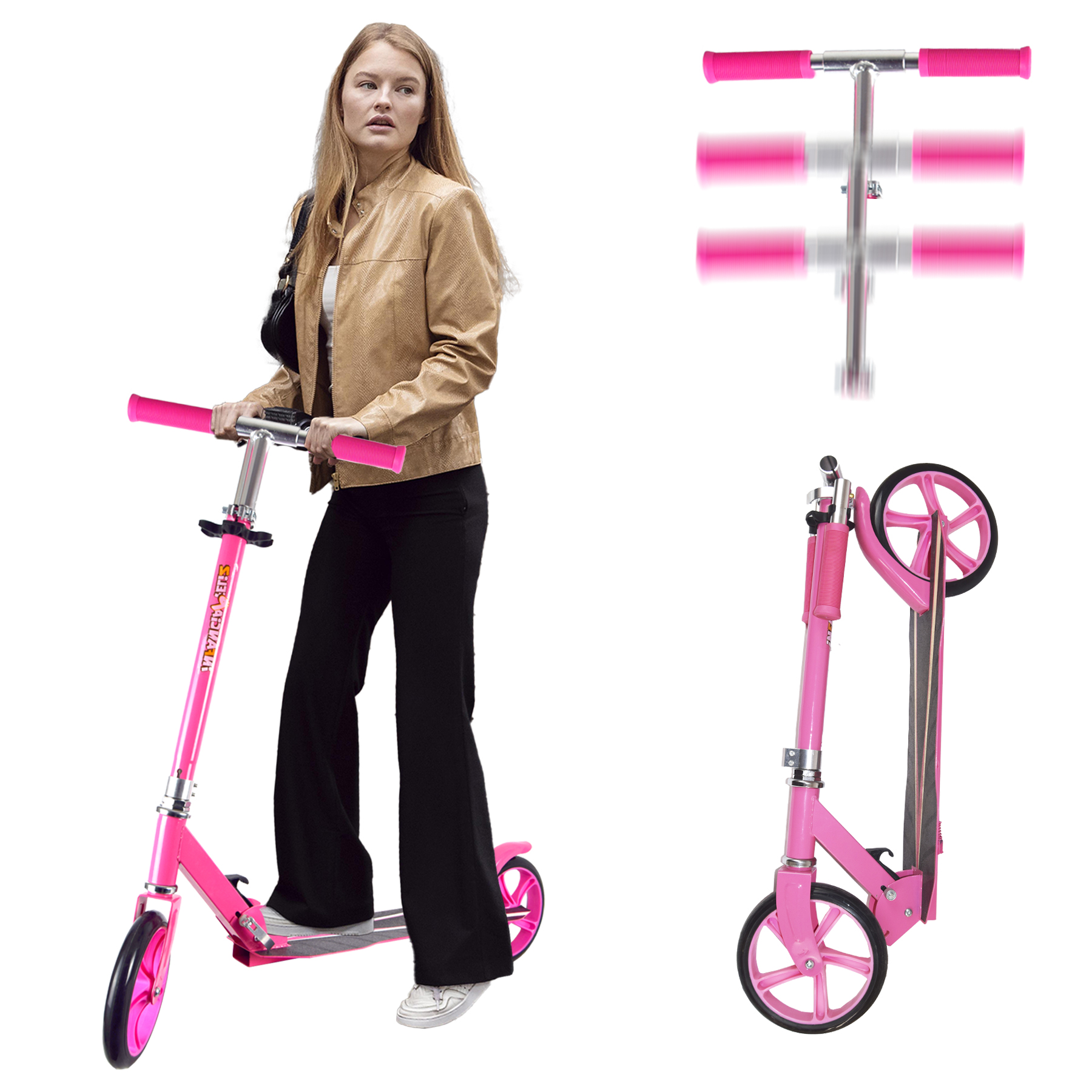 iNFANCiA FELiZ Scooter Patinete Plegable Ideal para Transportar en la Ciudad, monopatín, patín del Diablo, para Adolescentes y Adultos. soporta 100kg, Acero Reforzado