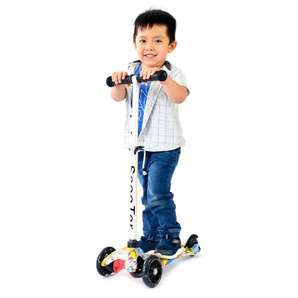iNFANCiA FELiZ :) Juguete Scooter, Ajustable con Luces LED en Las Ruedas, Regalo Ideal para niños y niñas de 2 a 7 años. patín del Diablo, patineta