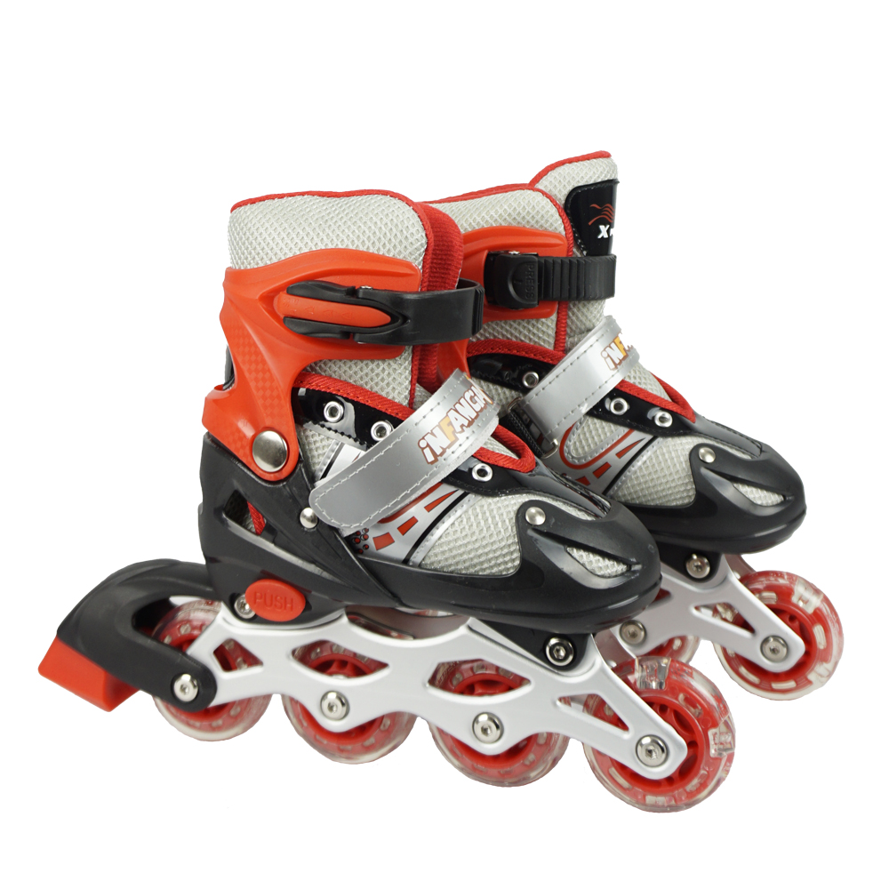 iNFANCiA FELiZ Patines en línea recreativos Skates Ajustables al pie Unisex para niños, niñas, jóvenes y Adultos, con luz led en la Rueda Delantera. excelente para Principiantes