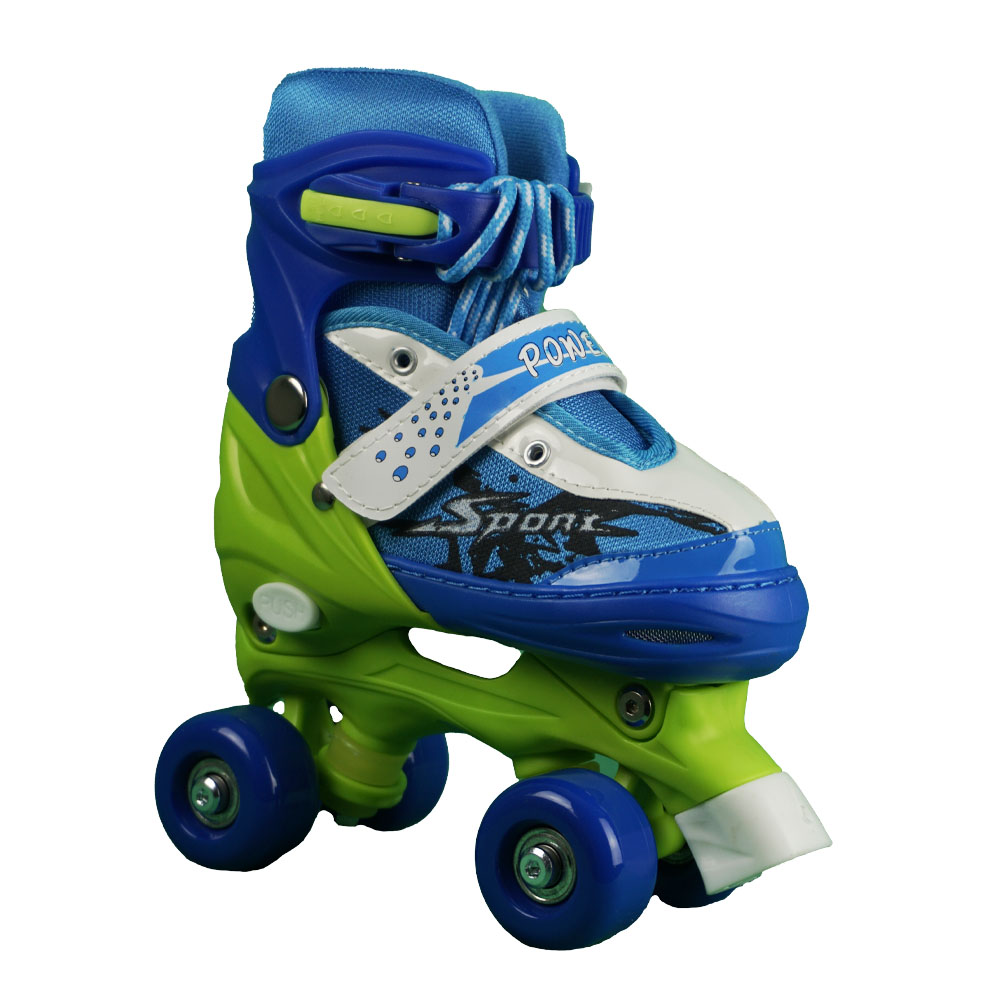 iNFANCiA FELiZ Patines Quads 4 Ruedas en Paralelo, Ajustables a 4 Niveles de Crecimiento en la Bota, Unisex para Edades de 5 a 14 años, Suaves y Ligeros