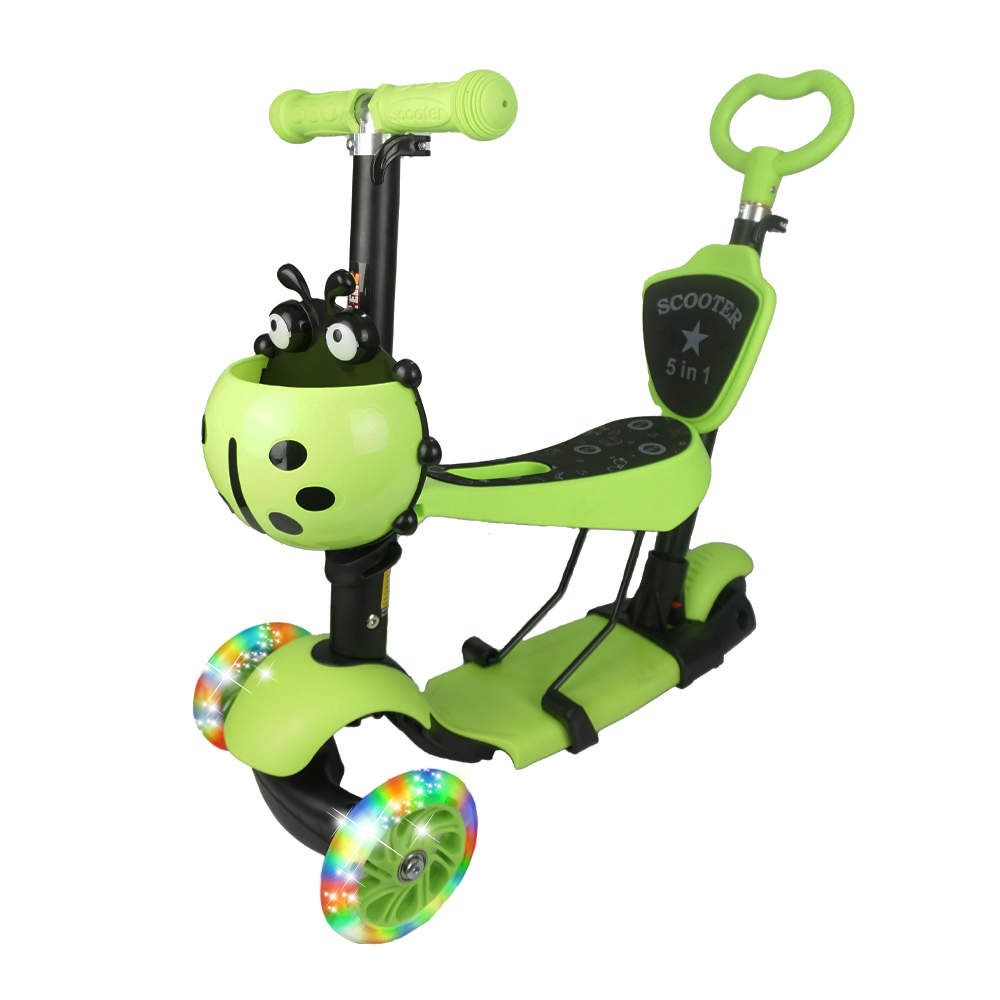 iNFANCiA FELiZ Scooter Ladybug (Catarina), con Asiento montable y desmontable, Ruedas con Luz LED para Niños de 2 a 8 años