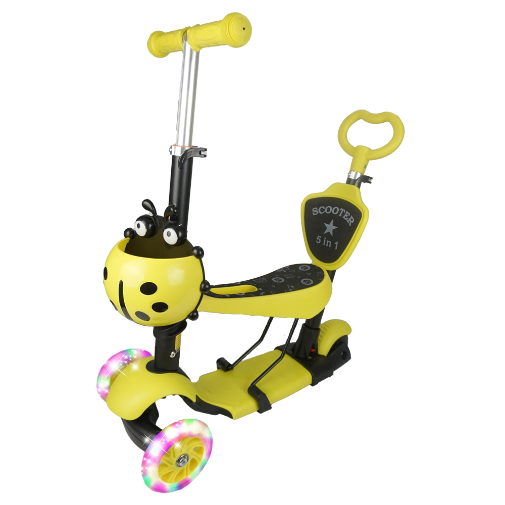 iNFANCiA FELiZ Scooter Ladybug (Catarina), con Asiento montable y desmontable, Ruedas con Luz LED para Niños de 2 a 8 años