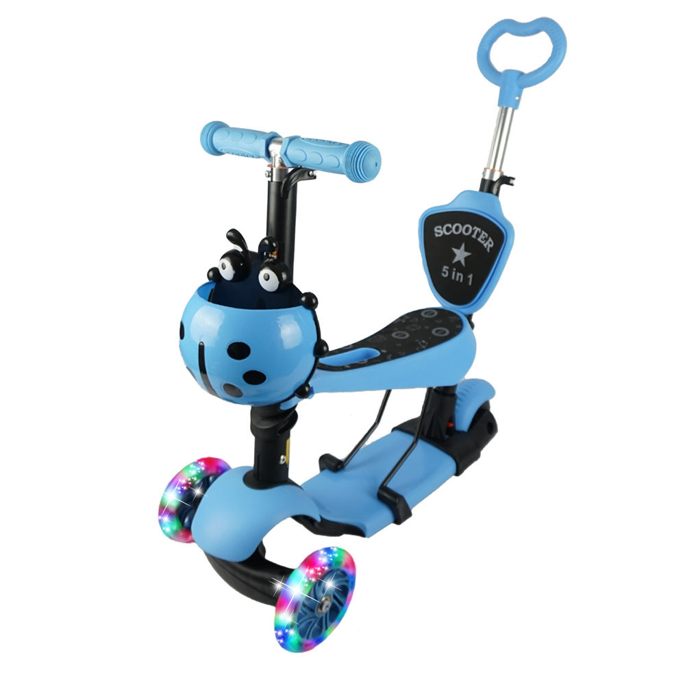 iNFANCiA FELiZ Scooter Ladybug (Catarina), con Asiento montable y desmontable, Ruedas con Luz LED para Niños de 2 a 8 años