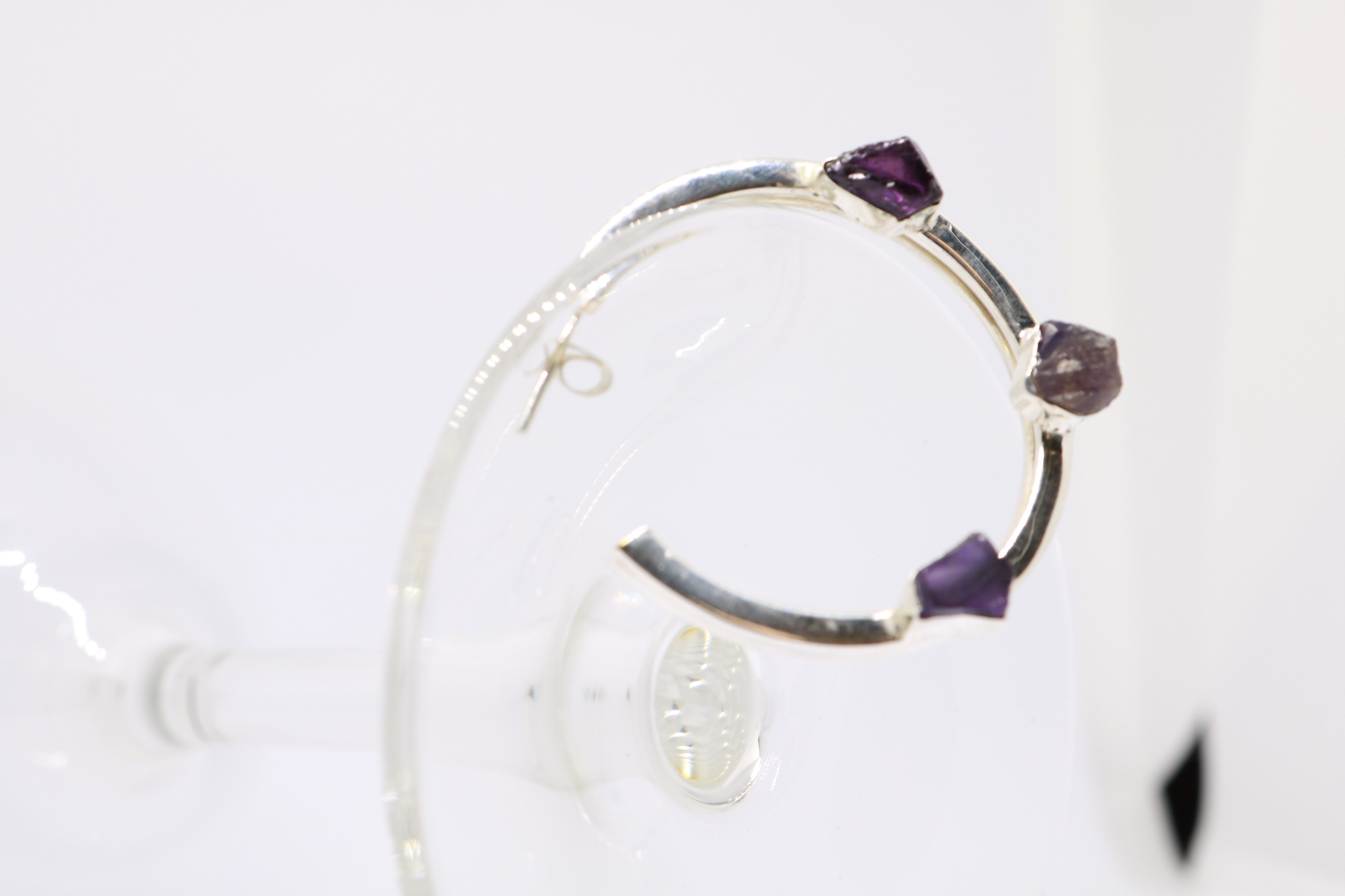 Round Shape Earrings studded with raw stone