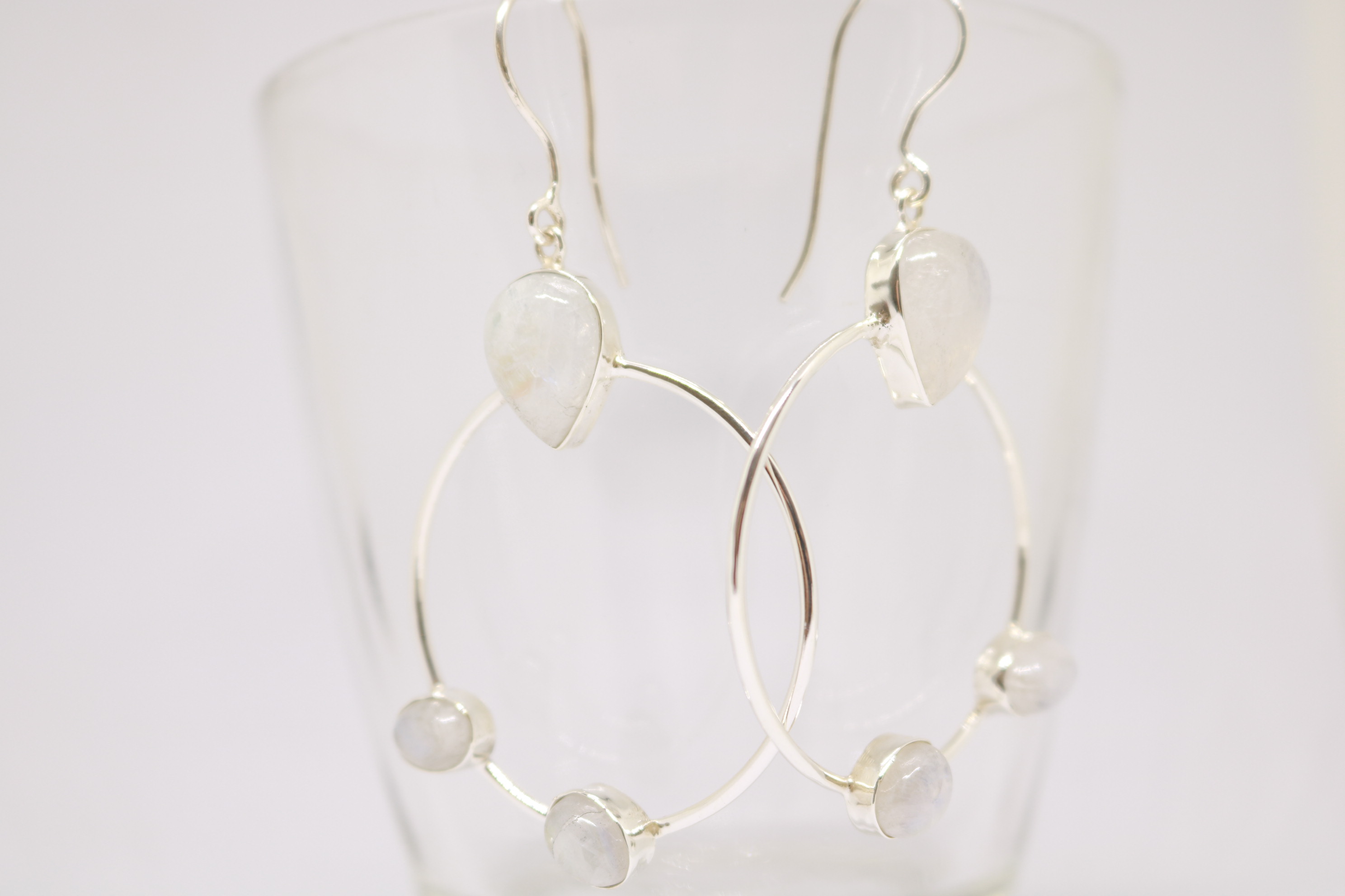 Natural Stone studded Earrings, round shape