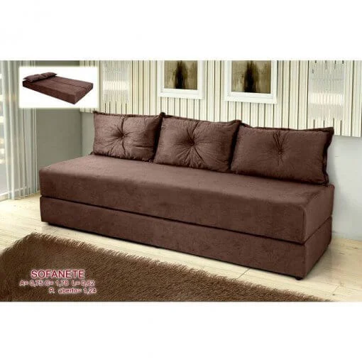 Sofanete Sofá de 3 lugares Sofá Cama de Casal Bicama em Suede 178cm