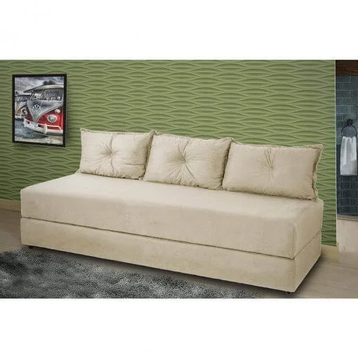 Sofanete Sofá de 3 lugares Sofá Cama de Casal Bicama em Suede 178cm