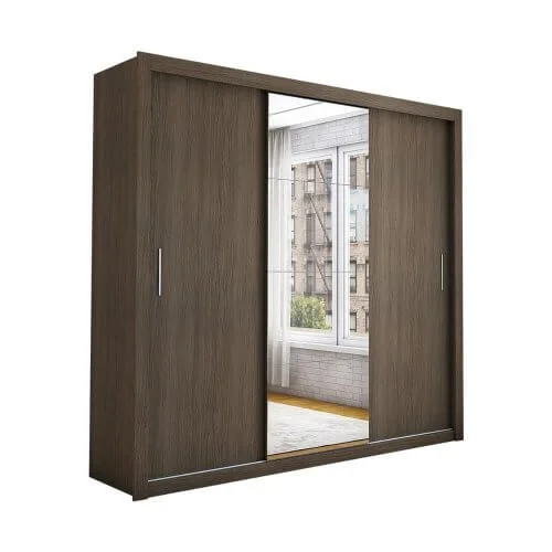 Guarda Roupa Casal Berlim com Espelho e 3 Portas de Correr