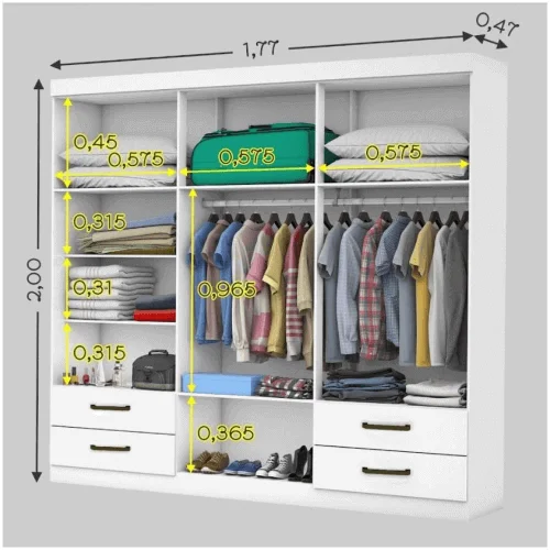 Guarda Roupa Hercules com 6 Portas 4 Gavetas e Espelho