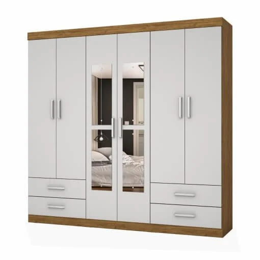 Guarda Roupa Hercules com 6 Portas 4 Gavetas e Espelho