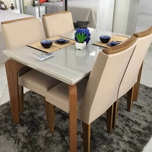Mesa de Jantar Londrina com 4 Cadeiras Imbuia Rufato Móveis