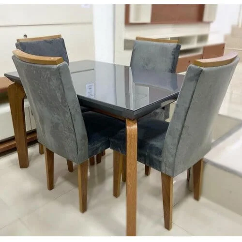 Mesa de Jantar Londrina com 4 Cadeiras Imbuia Rufato Móveis