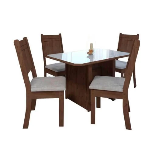 Conjunto Mesa de Jantar New Charm com 4 Cadeiras Indekes
