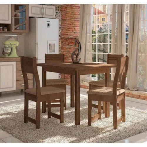 Conjunto de Mesa Dallas 4 Cadeiras Nocce Plus Caribe Indekes