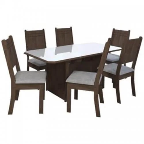 Conjunto Mesa de Jantar New Charm com 6 Cadeiras Indekes